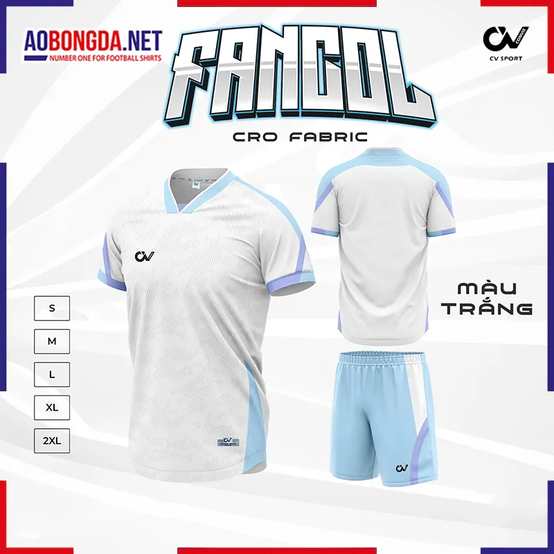 Áo Bóng Đá Không Logo CV Fancol Trắng