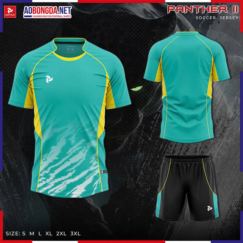 Áo Bóng Đá Không Logo Justplay Panther II Xanh Lý