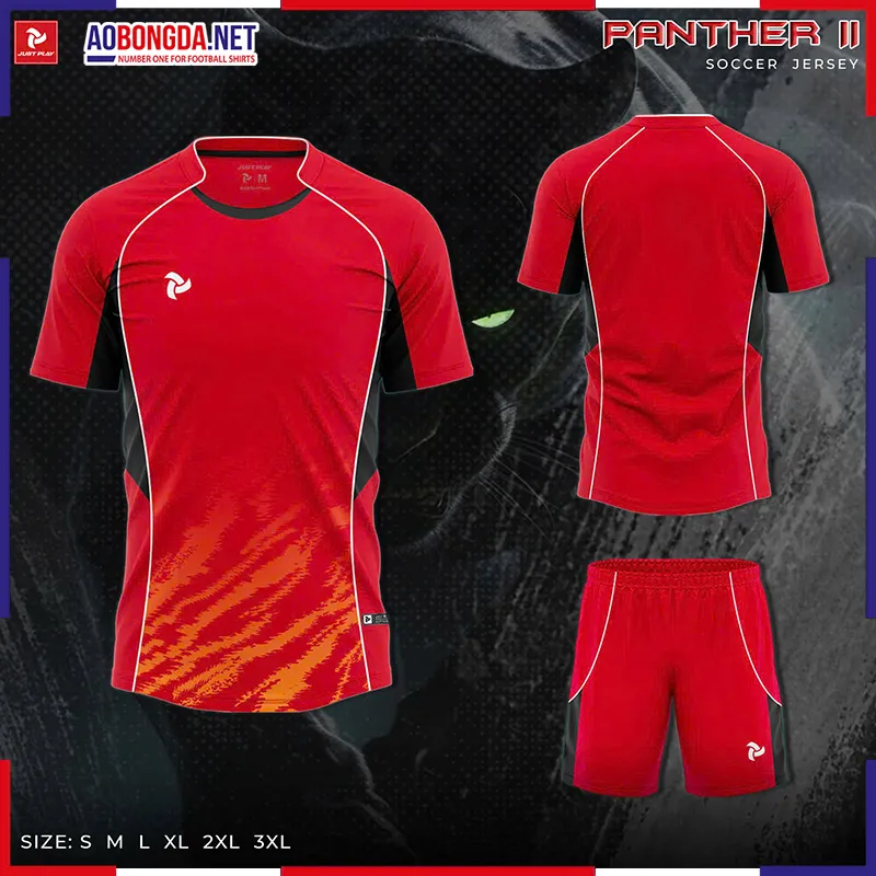 Áo Bóng Đá Không Logo Justplay Panther II Đỏ