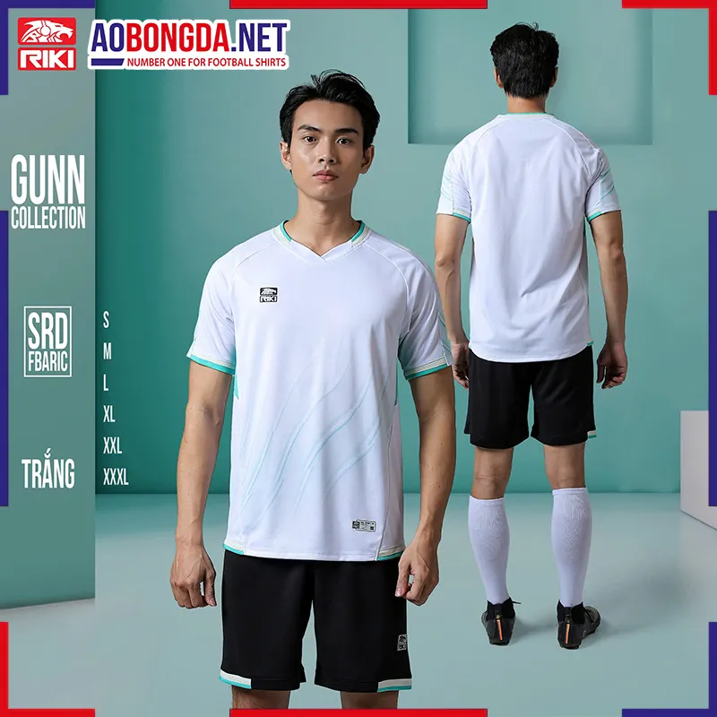  Áo Bóng Đá Không Logo Riki Gunn Trắng Ngọc Đậm
