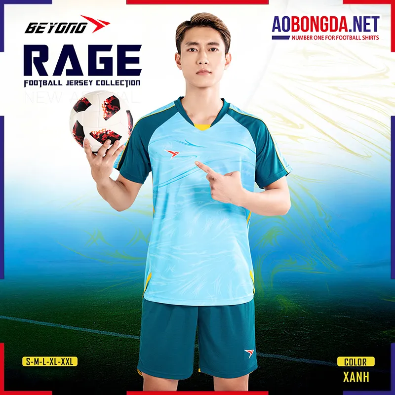 Áo bóng đá không logo Beyono Rage Xanh Biển