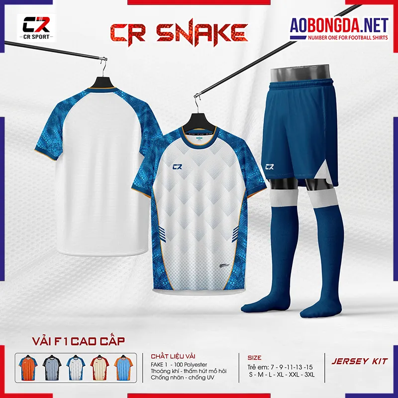 Áo Bóng Đá Không Logo CR Snake Trắng
