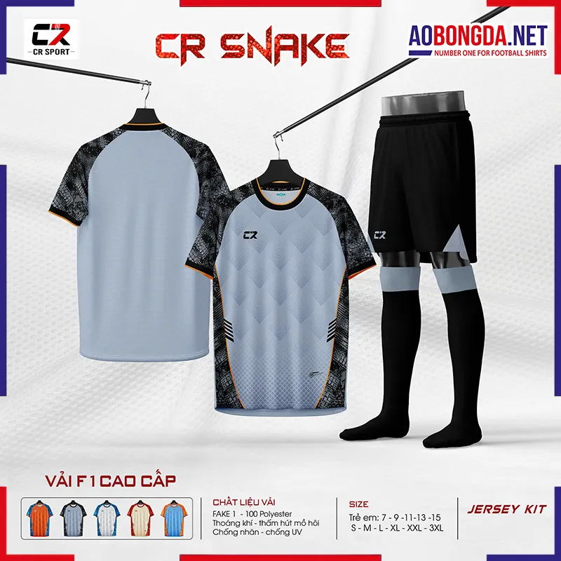 Áo Bóng Đá Không Logo CR Snake Xám