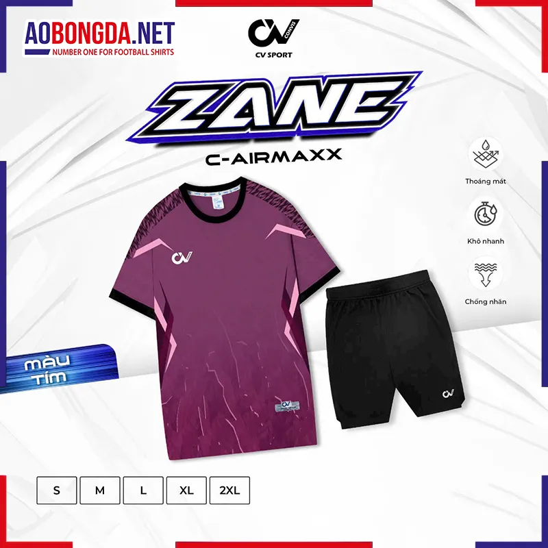 Áo Bóng Đá Không Logo CV Zane Tím