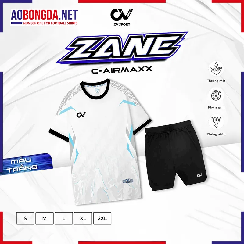 Áo Bóng Đá Không Logo CV Zane Trắng
