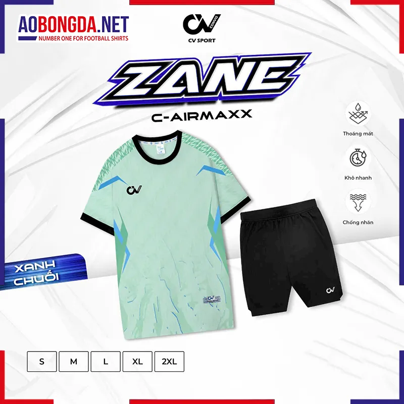 Áo Bóng Đá Không Logo CV Zane Xanh Chuối