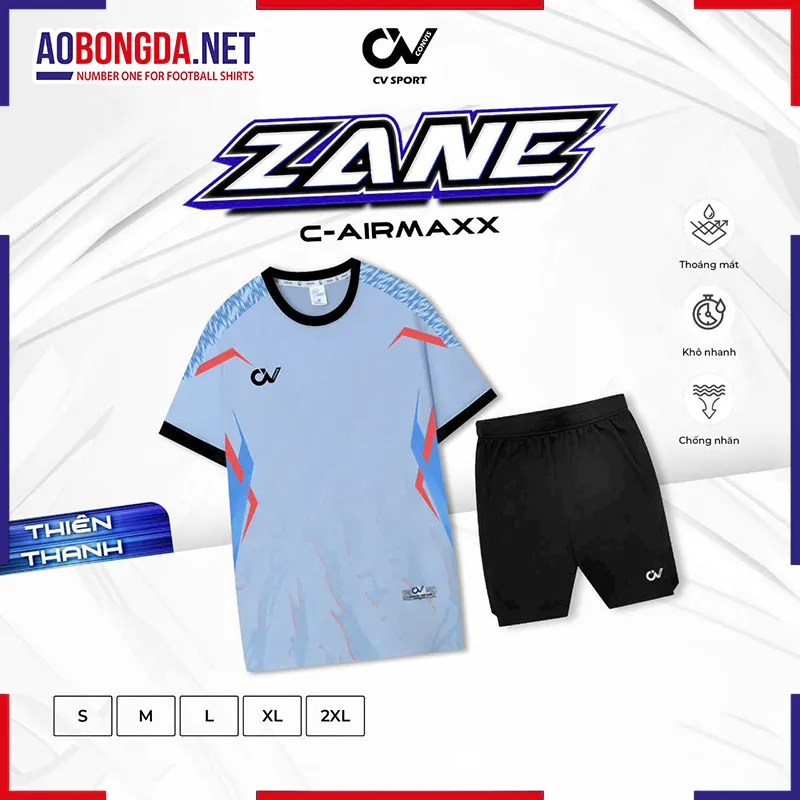 Áo Bóng Đá Không Logo CV Zane Thiên Thanh
