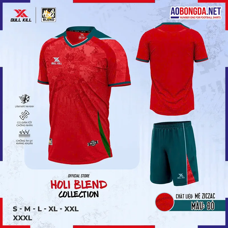 Áo Bóng Đá Không Logo Dullkill Holi Đỏ