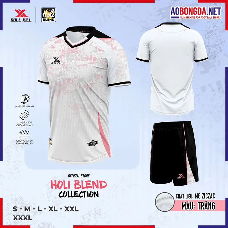 Áo Bóng Đá Không Logo Dullkill Holi Trắng