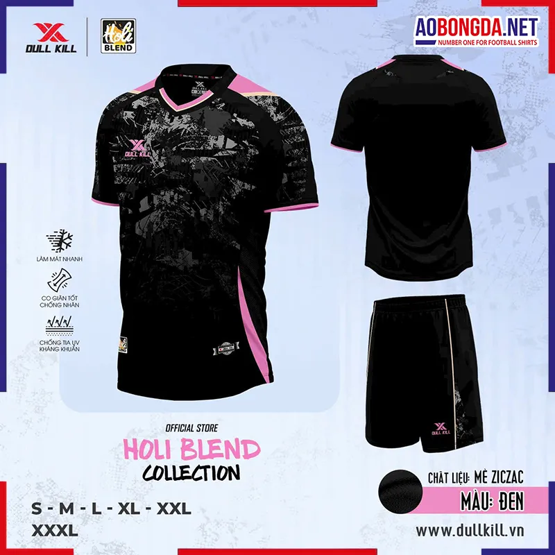 Áo Bóng Đá Không Logo Dullkill Holi Đen