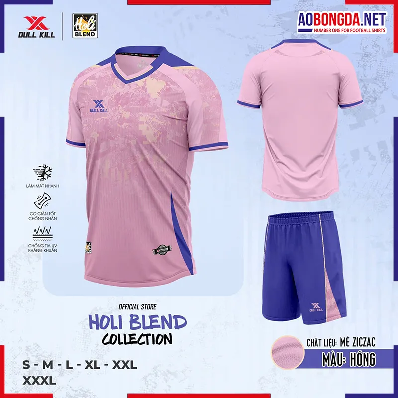 Áo Bóng Đá Không Logo Dullkill Holi Hồng