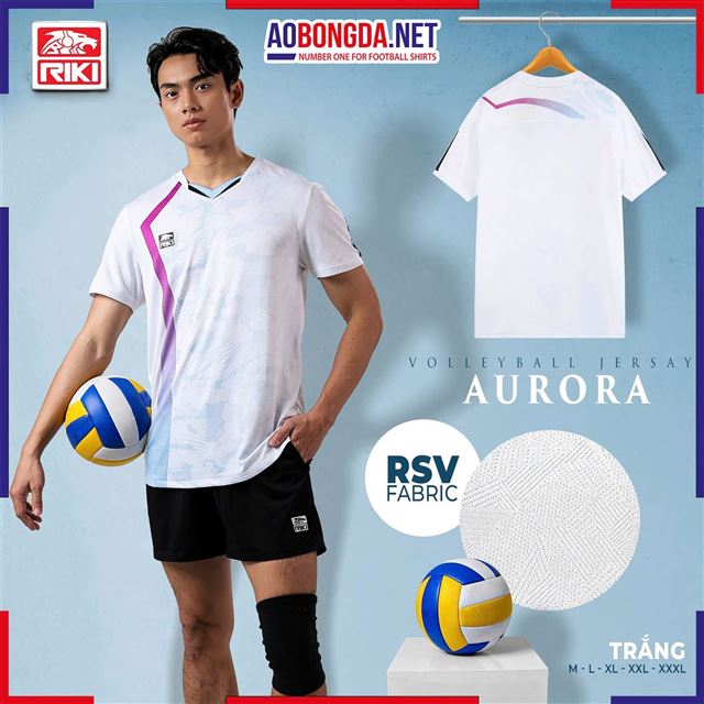 Bộ Bóng Chuyền Riki Vol11 Aurora Nam Trắng