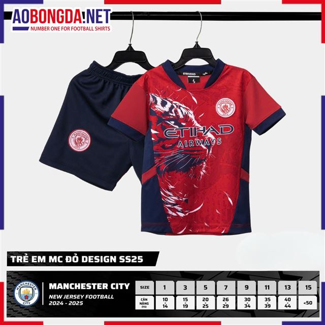 Áo Bóng Đá Câu Lạc Bộ Manchester City Trẻ Em Đỏ 2025-2026