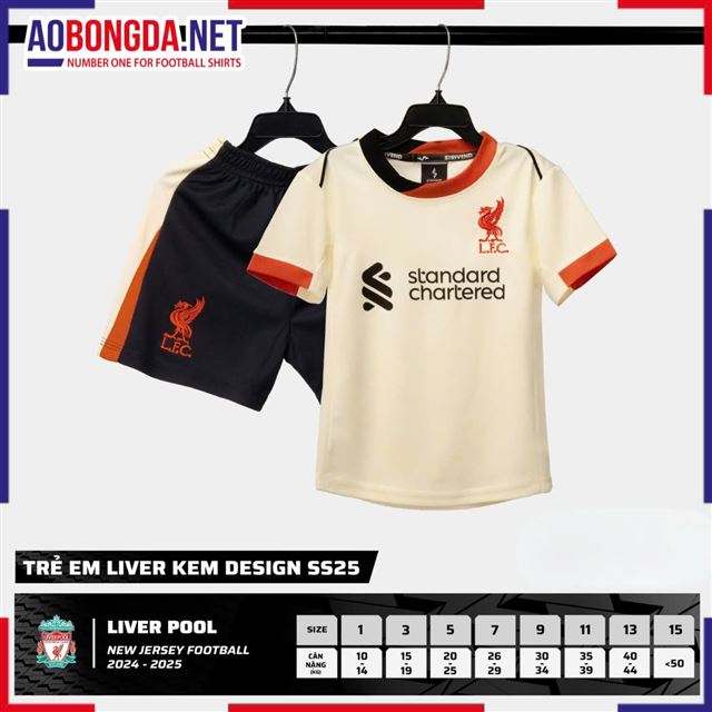 Áo Bóng Đá Câu Lạc Bộ Liverpool Trẻ Em Kem 2024-2025