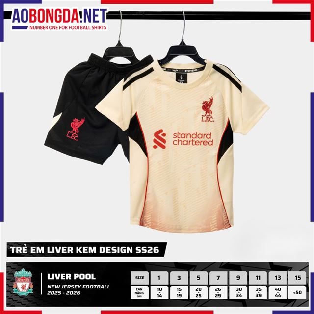 Áo Bóng Đá Câu Lạc Bộ Liverpool Trẻ Em Kem 2025-2026