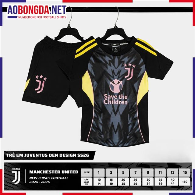 Áo Bóng Đá Câu Lạc Bộ Juventus Trẻ Em Đen 2025-2026
