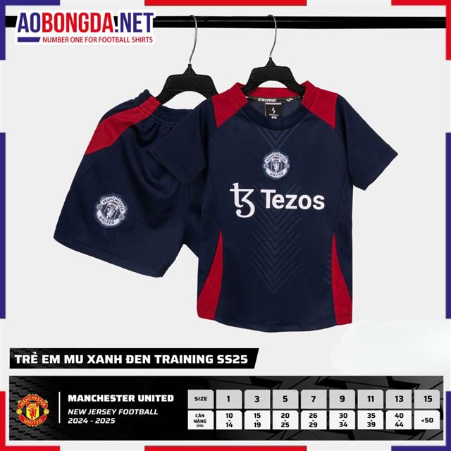Áo Bóng Đá Câu Lạc Bộ Manchester United Trẻ Em Xanh Đen 2024-2025