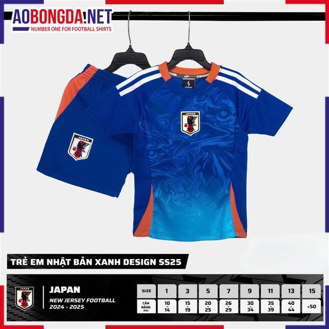 Áo Bóng Đá Đội Tuyển Nhật Bản Trẻ Em Xanh 2024-2025