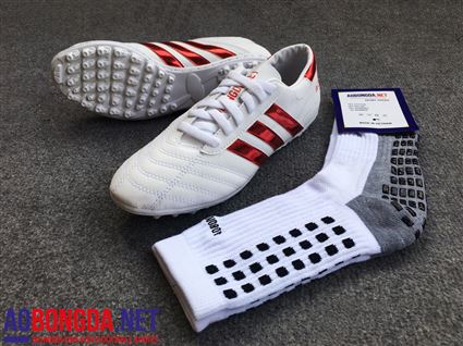 Giầy bóng đá phủi 3 sọc CT3 trắng sọc đỏ