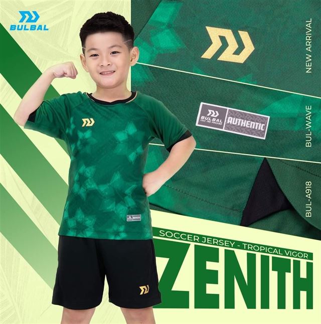 Bộ Quần Áo bóng đá trẻ em Bulbal Zenith Xanh Rêu