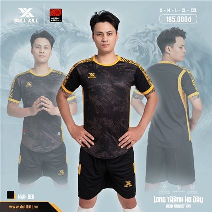 Áo Bóng Đá không Logo Dullkill Long Tranh Đen