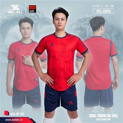 Áo Bóng Đá không Logo Dullkill Long Tranh Đỏ